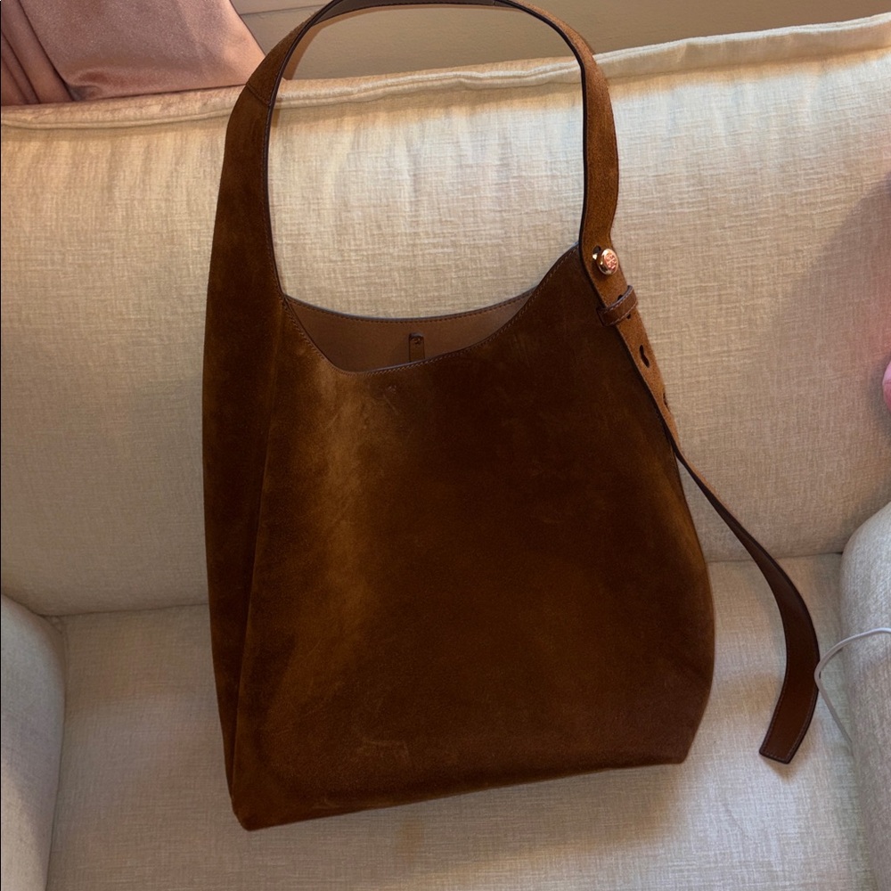 Tory Burch Suede Shoulder Hobo Bag in Brown, comes with dust bag - Picture 2 of 5